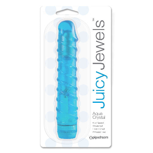 Juicy Jewels Aqua Crystal Multi Speed Jelly Vibrator - Blue
