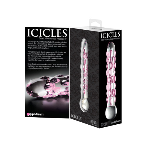 Icicles - No. 7 - Hand Blown Glass Massager - Purple/Clear