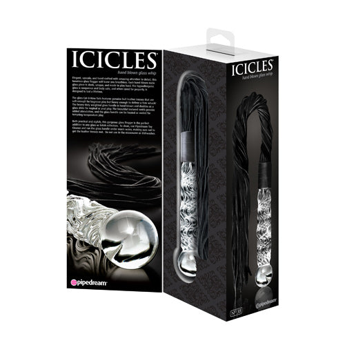 Icicles - No. 38 - Hand Blown Glass Whip - Black