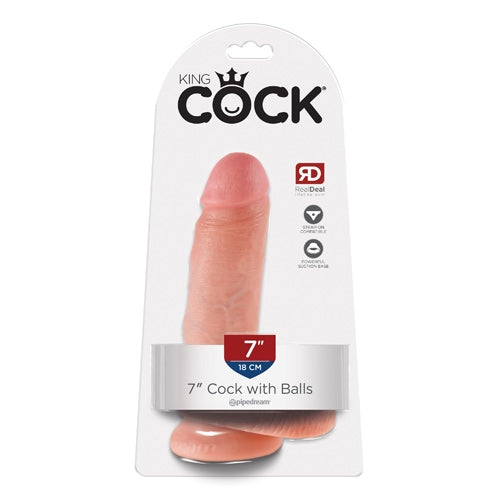 King Cock 7" Cock with Balls - Ivory