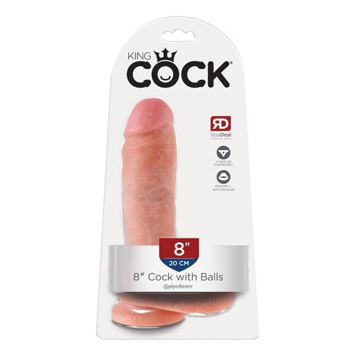 King Cock 8" Cock with Balls - Ivory