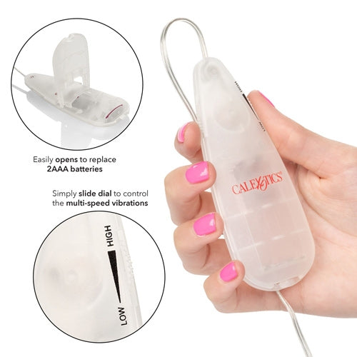 Slim Teardrop Vibrating Wired Controller & Bullet - Clear