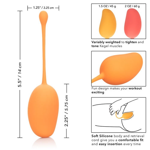 Weighted Mango Silicone Kegel Training 3 pc Set - Orange