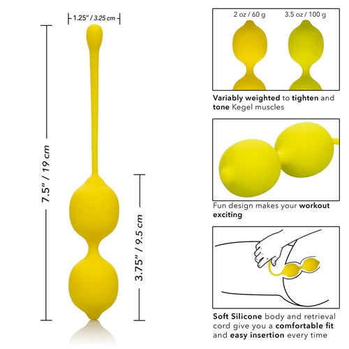 Weighted Lemon Silicone Kegel Training 2 pc Set - Yellow