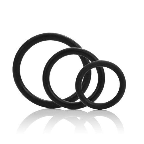 Tri-Rings - 3 Pack Rubber Non-Vibrating Cock Rings - Black