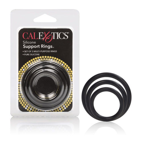 Silicone Support Rings - Non-Vibrating Cock Rings - 3 Pack - Black