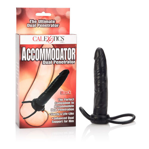 Accommodator Dual Penetrator - Non-Vibrating Cock Ring -Black