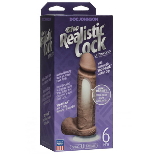 The Realistic Cock UR3 6" Non-Vibrating Dong - Brown