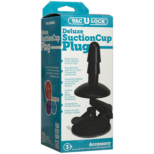 Deluxe Suction Cup Vac-U-Lock Plug Accessory - Black