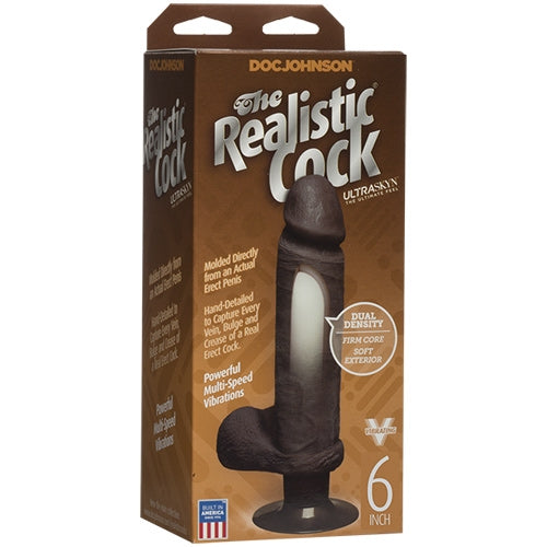 The Realistic Cock 6" UR3 Vibrating Dong - Black
