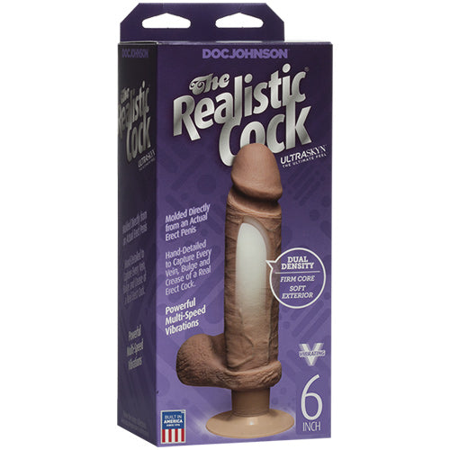 The Realsitic Cock 6" UR3 Vibrating Dong - Brown