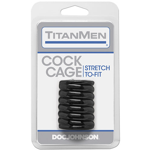 Titanmen Cock Cage Non-Vibrating Cock Ring - Black