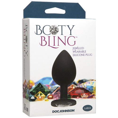 Booty Bling Silver Jeweled Wearable Silicone Plug - Large