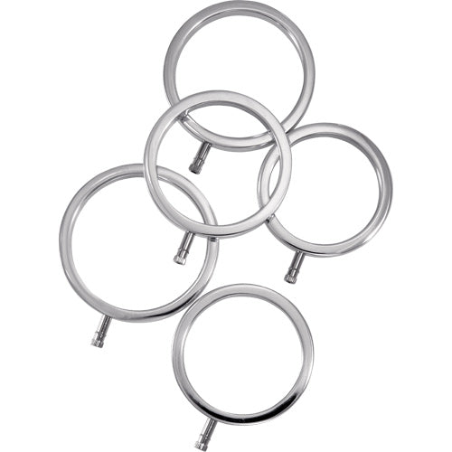 Solid Metal Cock Ring Set 5 Sizes - Electrastim