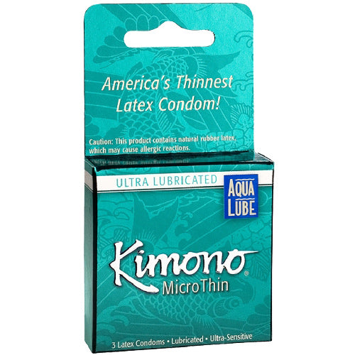 Kimono MicroThin Aqua Lube Condoms - 3 pk
