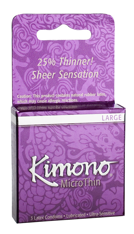 Kimono Micro Thin Large Condom - 3 pk