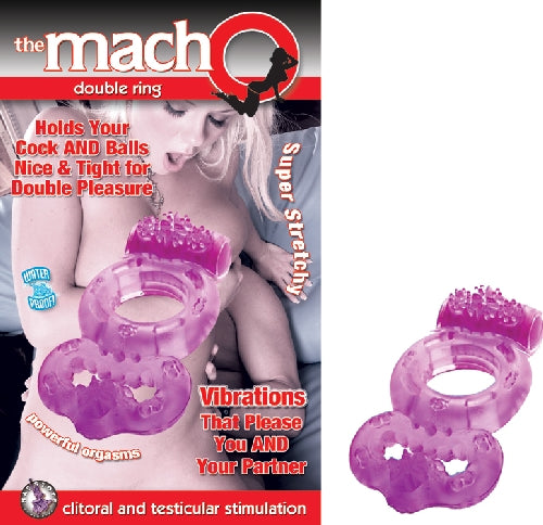 The Macho Double Ring - Vibrating Cock Ring - Purple