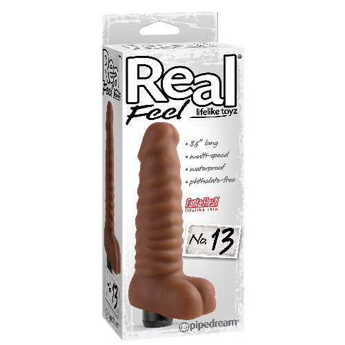Real Feel Lifelike Toys No. 13 Vibrating Dong - Brown