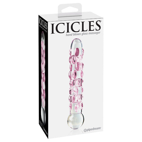 Icicles - No. 7 - Hand Blown Glass Massager - Purple/Clear