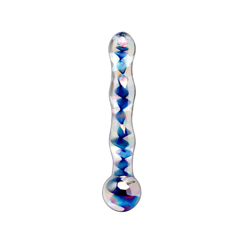 Icicles - No. 8 - Hand Blown Glass Massager - Blue/Clear