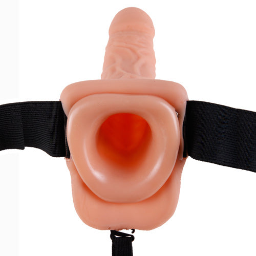 Fetish Fantasy Series 9 inch Vibrating Hollow Strap-On with Balls - Ivory