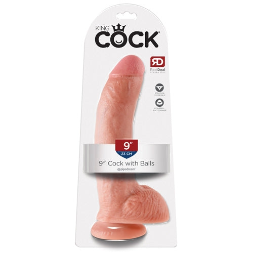King Cock 9" Cock with Balls - Ivory