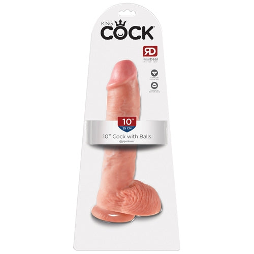 King Cock 10" Cock with Balls - Ivory