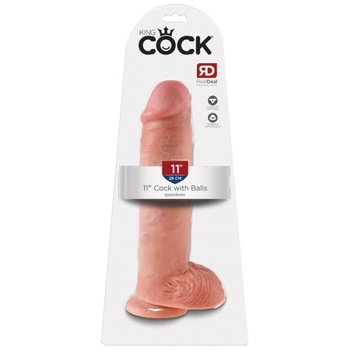 King Cock 11" Cock with Balls - Ivory