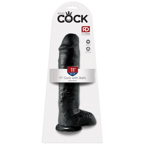 King Cock 11" Cock with Balls - Black