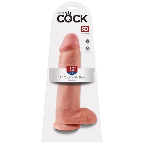 King Cock 12" Cock with Balls - Ivory