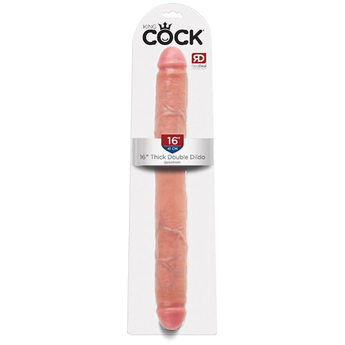 King Cock 16" Thick Double Dildo - Ivory