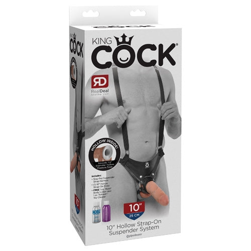 King Cock Hollow Strap-On Suspender System-10 Inches-Flesh