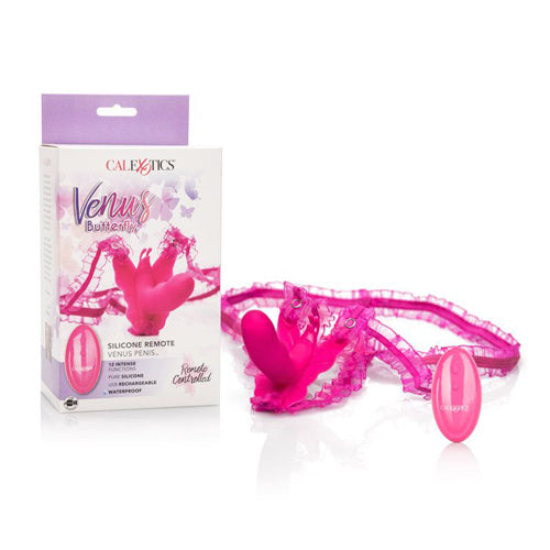Venus Butterfly 12 Function Remote Silicone Venus Penis Strap-on - Pink