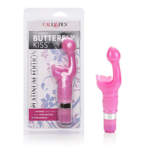 Platinum Edition Butterfly Kiss 9 Function G-Spot Vibrator - Pink (MS, WP) CLAM