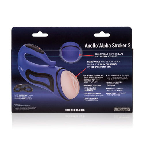 Apollo Alpha Stroker 2 USB Rechageable Stroker - Blue (Vagina)
