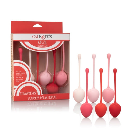 Weighted Strawberry Silicone Kegel Training 6pc Set - Red