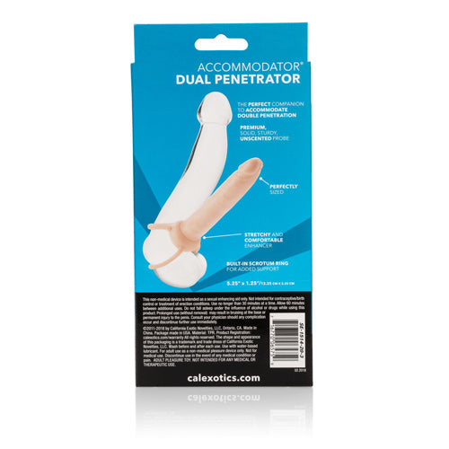Accommodator Dual Penetrator - Non-Vibrating Cock Ring - Ivory