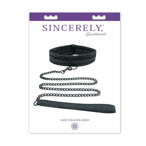 Sincerely Sportsheets Lace Collar and Leash - Black
